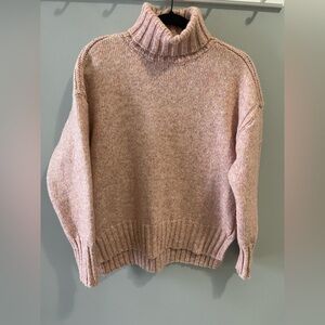 Industry Knit Drop Shoulder Turtleneck Sweater Womens Large pink confetti boxAJ